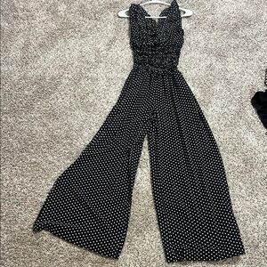 Elegant Black and White Polka Dot Jumpsuit
